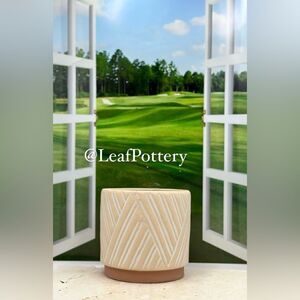 Andino Beige/White Ceramic Planter Pot  without drainage hole